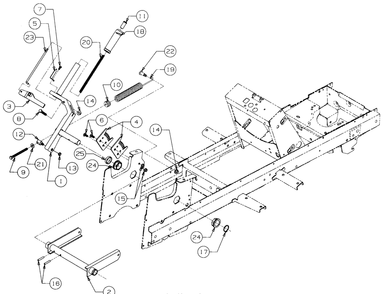 Implement Lift Handle Diagram and Parts List for 2518-44 13A208L100-13B288L100 Cub Cadet Lawn Tractor